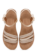 Women's Gold Ankle Strap Stone Sandals | Derimod