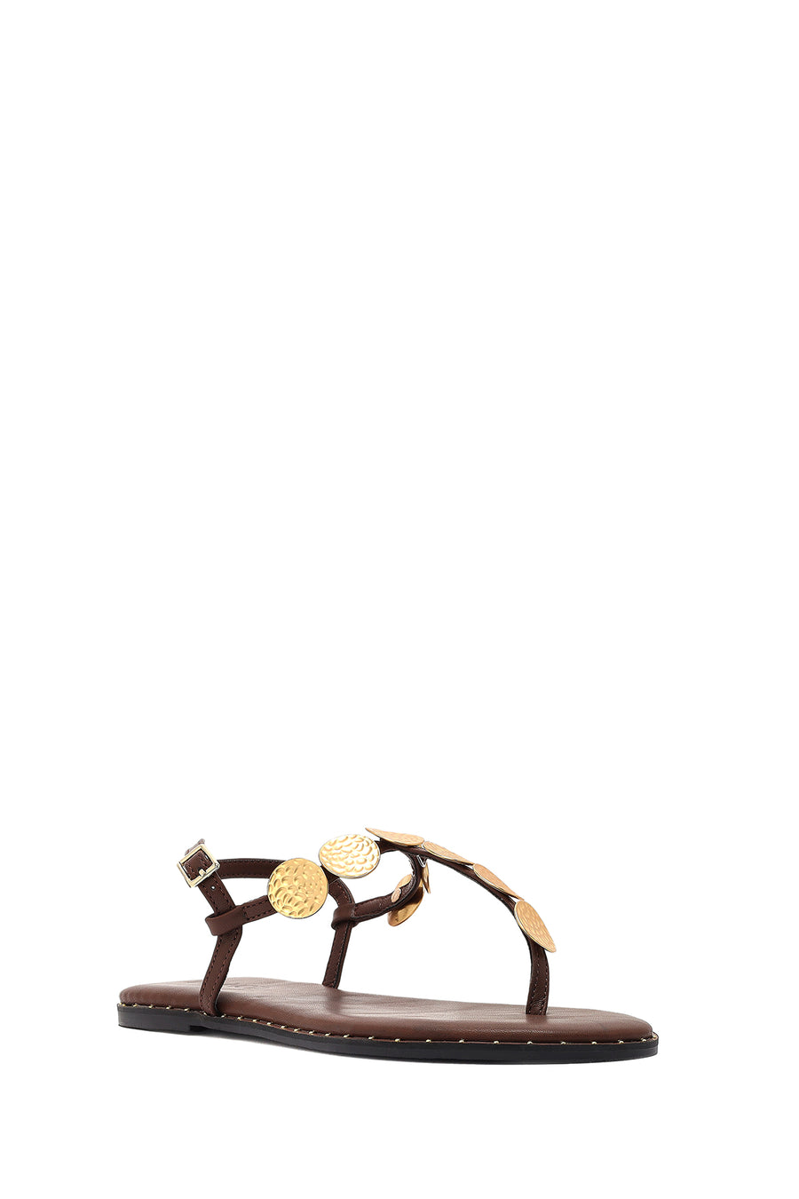Women's Brown Metal Detailed Flip-Flop Sandals