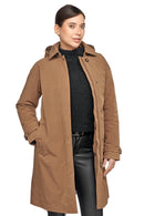 Geox Women's Brown Anyweco Hooded Trench Coat | Derimod