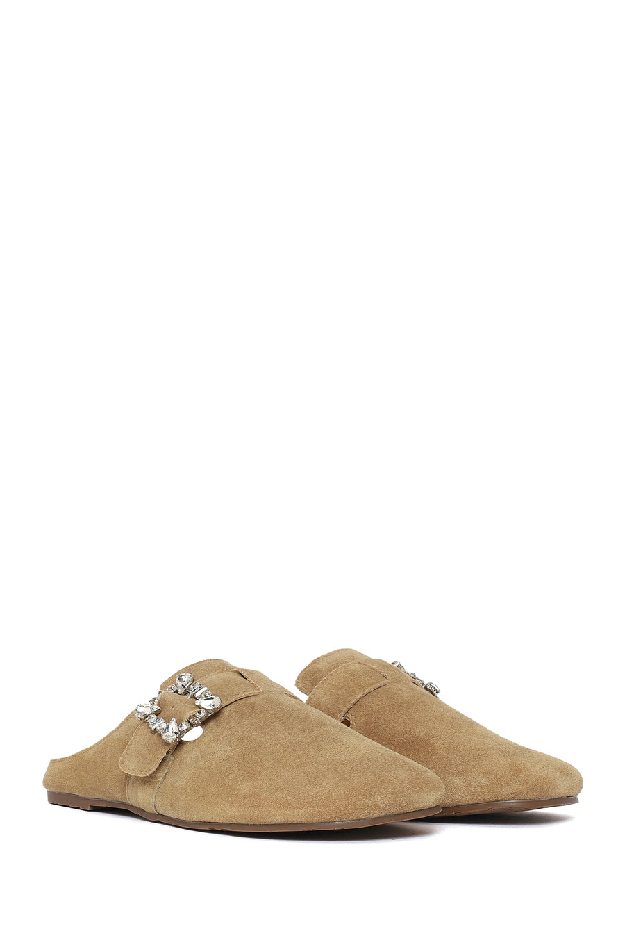 Women's Mink Buckled Suede Leather Slippers