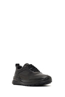 Erkek Siyah Bağcıklı Deri Sneaker | Derimod