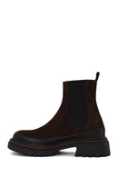 Woman Brown Thick-Soled Suede Chelsea Boots | Derimod