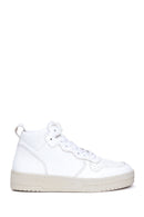Women's White Leather High Top Sneaker | Derimod
