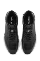 Erkek Siyah Bağcıklı Deri Casual Sneaker | Derimod