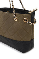 Woman Green Chain-Strap Suede Shoulder Bag | Derimod