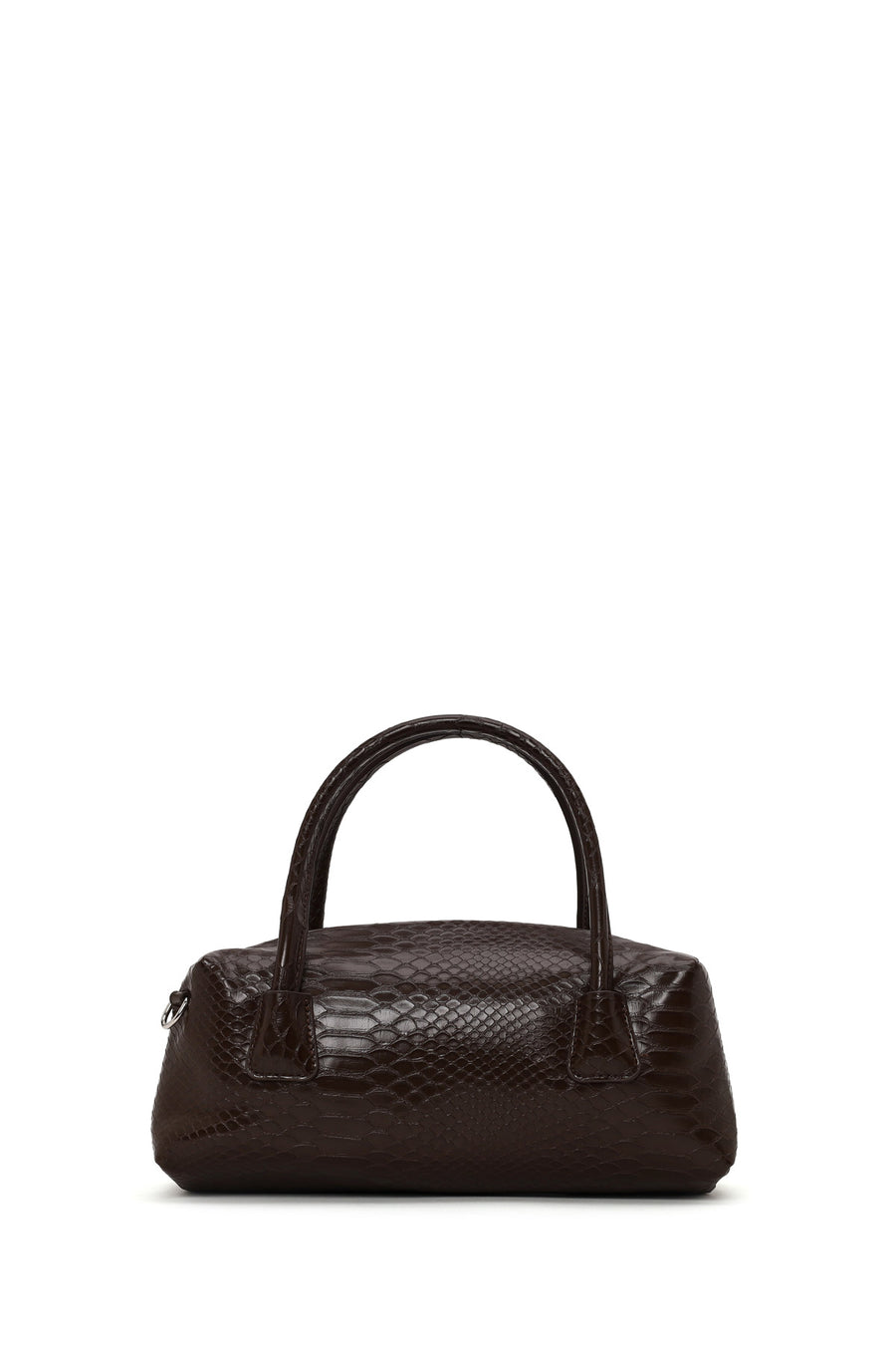 Woman Brown Long Strap Snake Print Shoulder Bag