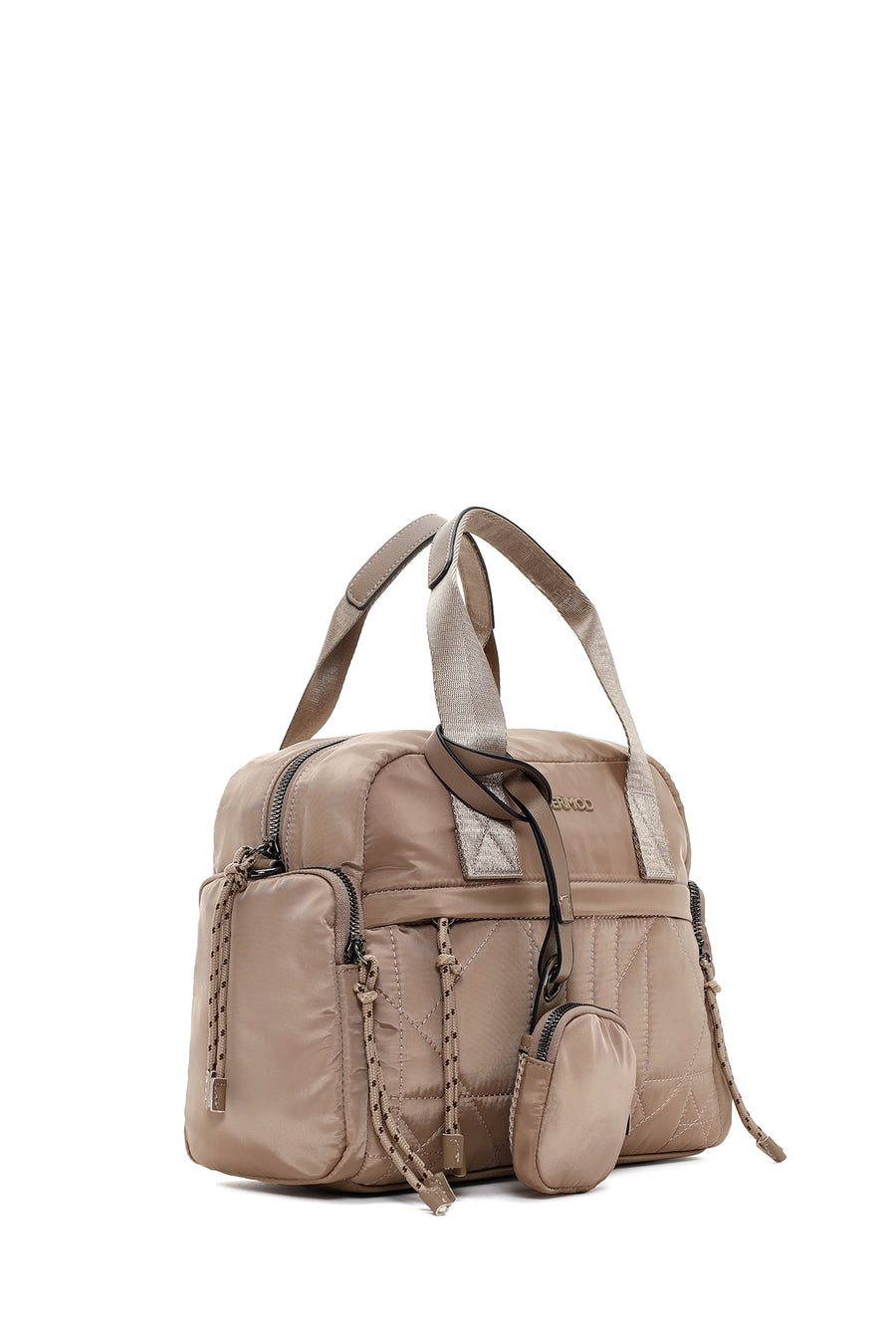 Women's Beige Long Strap Accessory Detailed Fabric Handbag