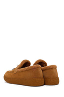 Kadın Camel Tokalı Kalın Tabanlı Süet Deri Teddy Loafer | Derimod