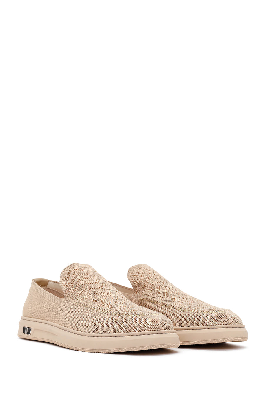 Erkek Bej Desenli Kumaş Loafer