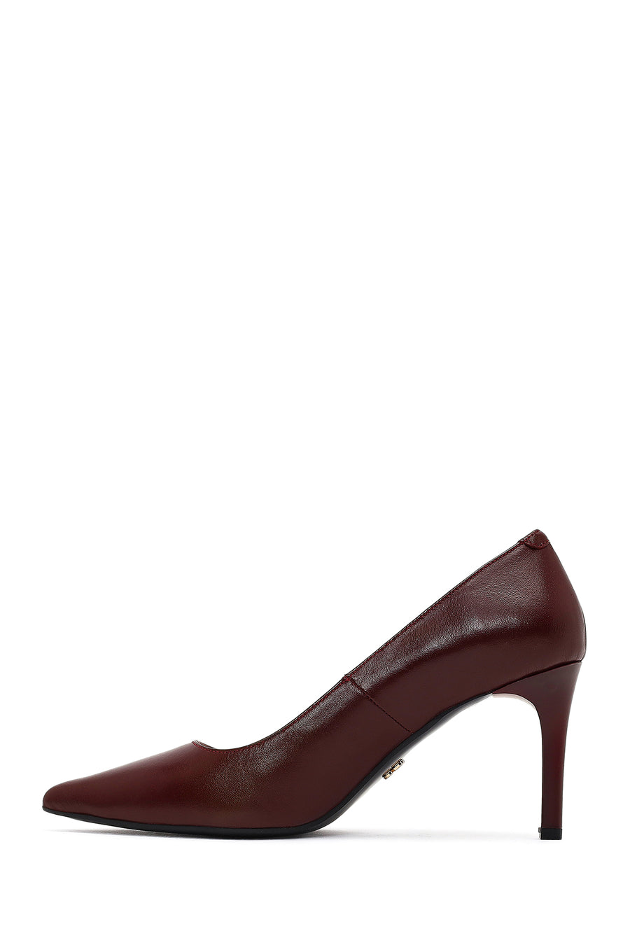 Women's Burgundy Thin Heeled Leather Stiletto