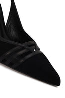 Woman Black Slingback Stiletto Suede Shoes | Derimod