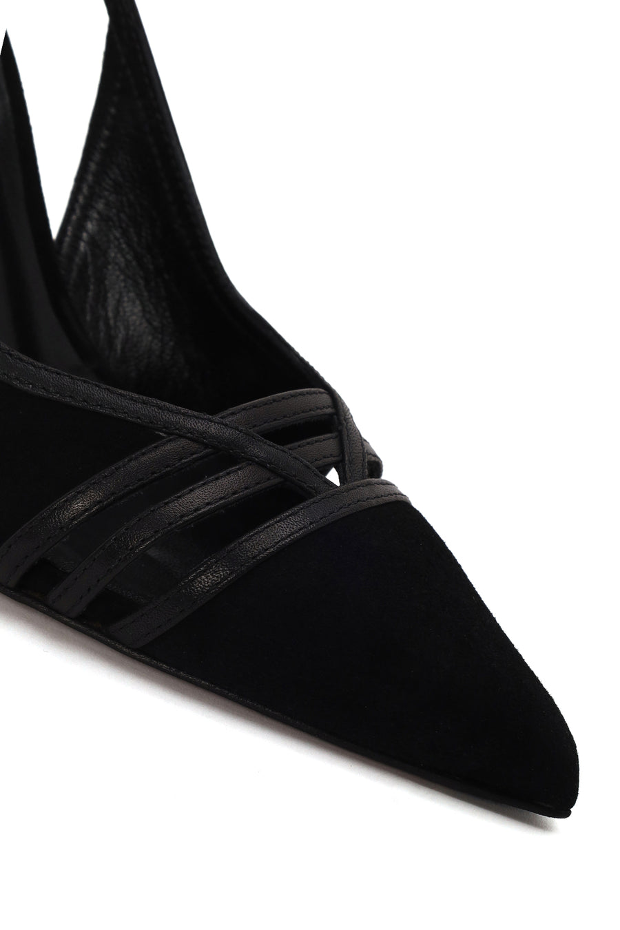 Woman Black Slingback Stiletto Suede Shoes