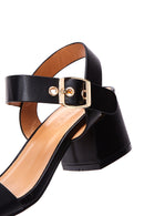 Women's Black Ankle Strap Low Heeled Sandals | Derimod