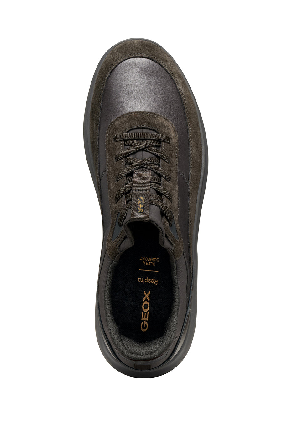 Geox Men Brown U Spherica Plus A - Nappa+Suede Lace-up Suede Sneaker