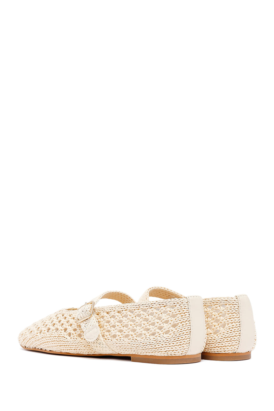Women's Beige Straw Ballerinas