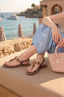 Woman Brown Embellished Toe-Post Sandal | Derimod