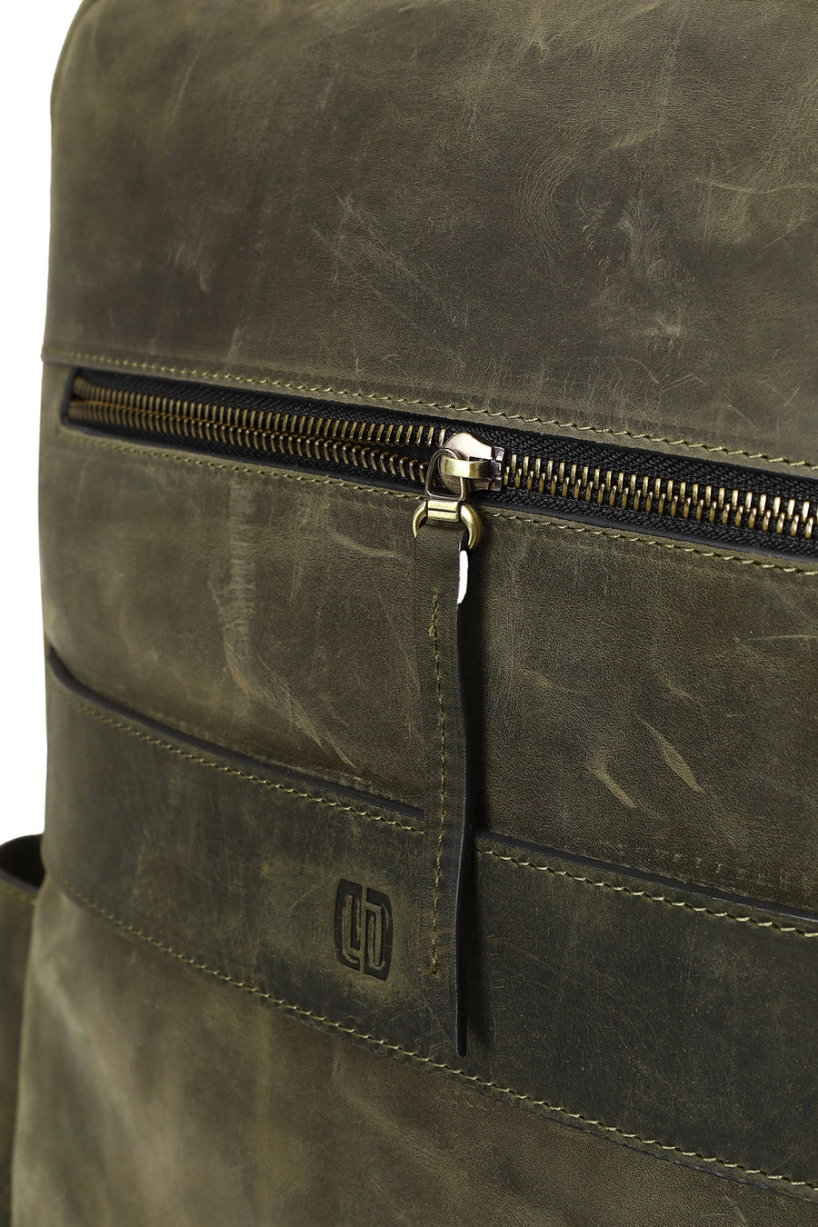 Male Green Leather Backpack