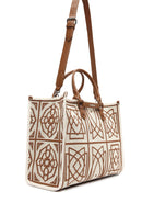 Women's Camel Long Strap Patterned Fabric Shoulder Bag | Derimod