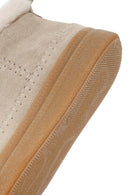 Woman Beige Zip Closure Thick-Soled Suede Teddy Boots | Derimod