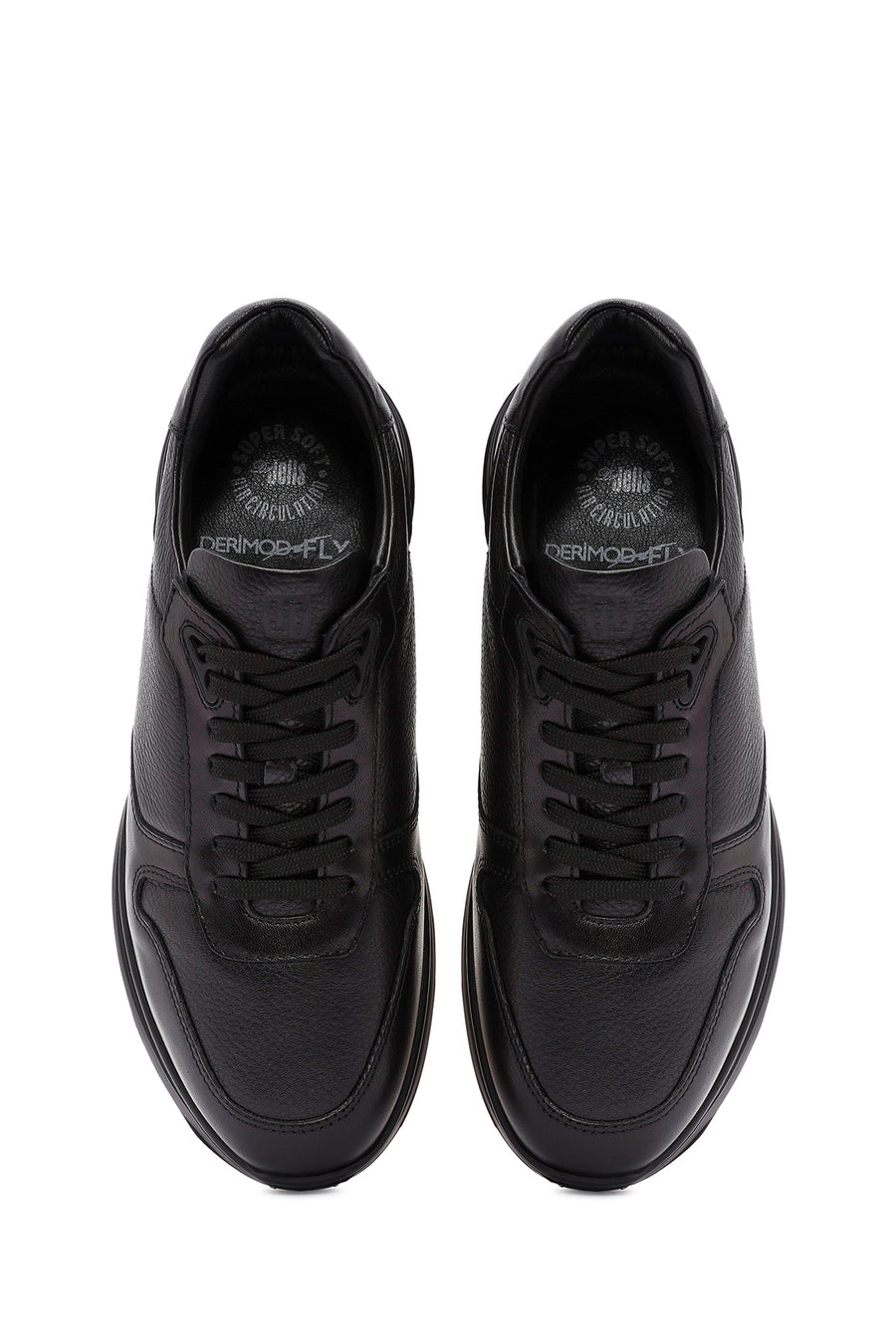 Men's Black Lace-Up Leather Casual Sneaker