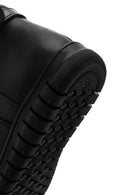 Woman Black Zippered Buckle Detail Leather Comfort Boots | Derimod