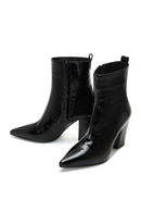 Women's Black Patent Leather Heeled Boots | Derimod
