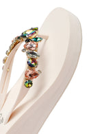 Women's White Toe Stoned Wedge Heel Jelly Slippers | Derimod