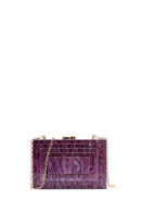 Women's Burgundy Long Chain Strap Mini Box Clutch Bag | Derimod