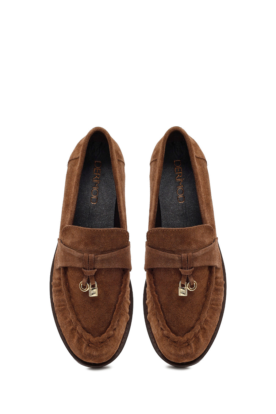 Woman Walnut Buckled Suede Masculine Loafer