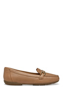 Geox Women Beige Annytah Moc Buckle Leather Loafer | Derimod