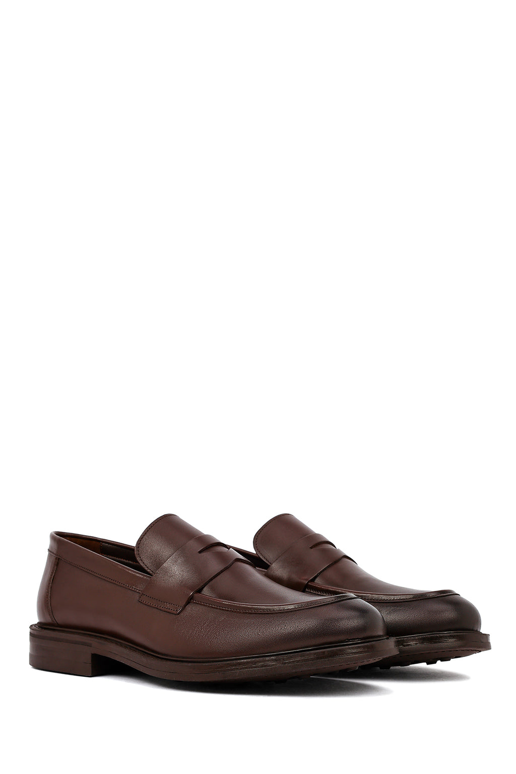 Erkek Kahverengi Deri Klasik Loafer