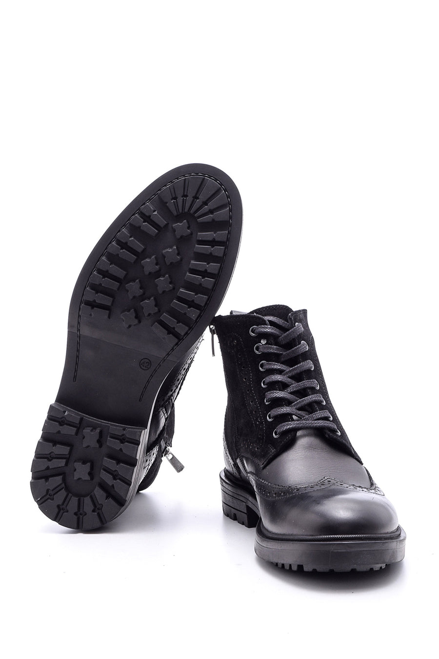 Men's Suede Detailed Leather Boots