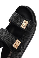 Women's Black Straw Sandals | Derimod