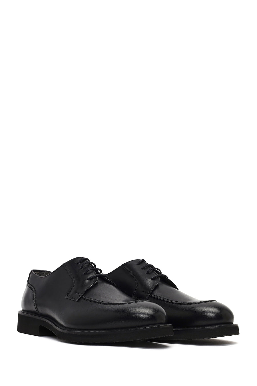 Men's Black Lace-Up Leather Casual Shoes