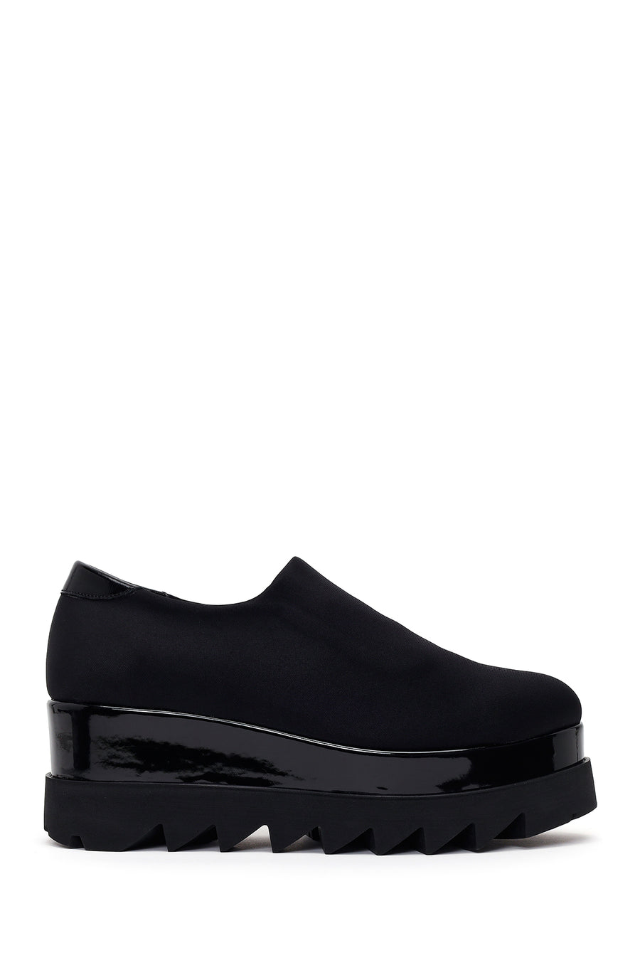 Woman Black Wedge Fabric Shoes AF220004KK | Derimod