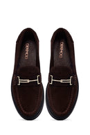 Woman Brown Buckled Suede Masculine Loafer | Derimod