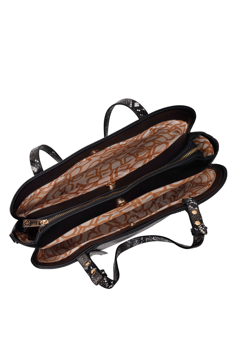 Woman Black Long-Strap Patterned Shoulder Bag