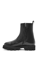 Women's Black Zippered Leather Chelsea Boots | Derimod