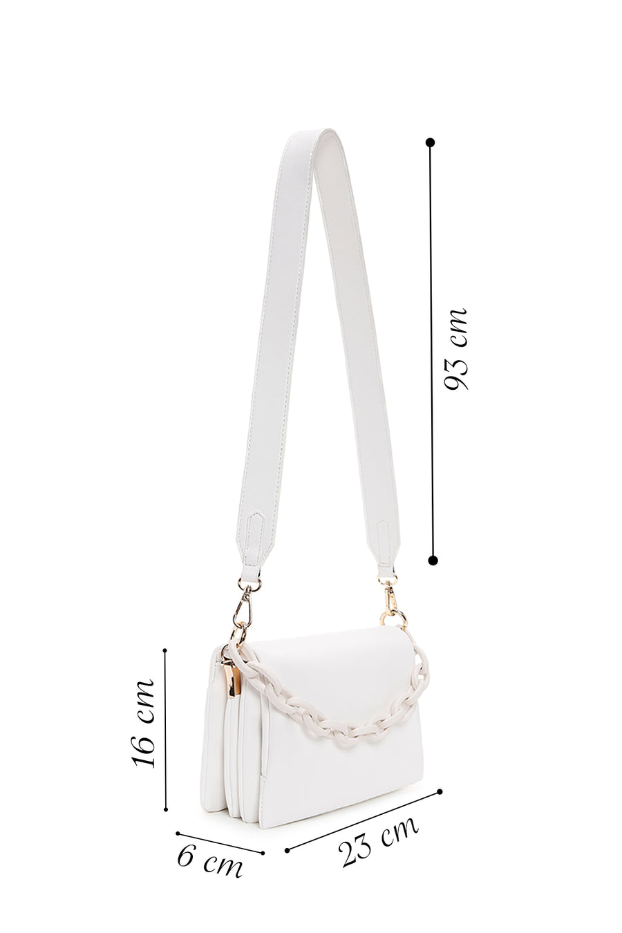 Women's White Long Strap Crossbody Bag
