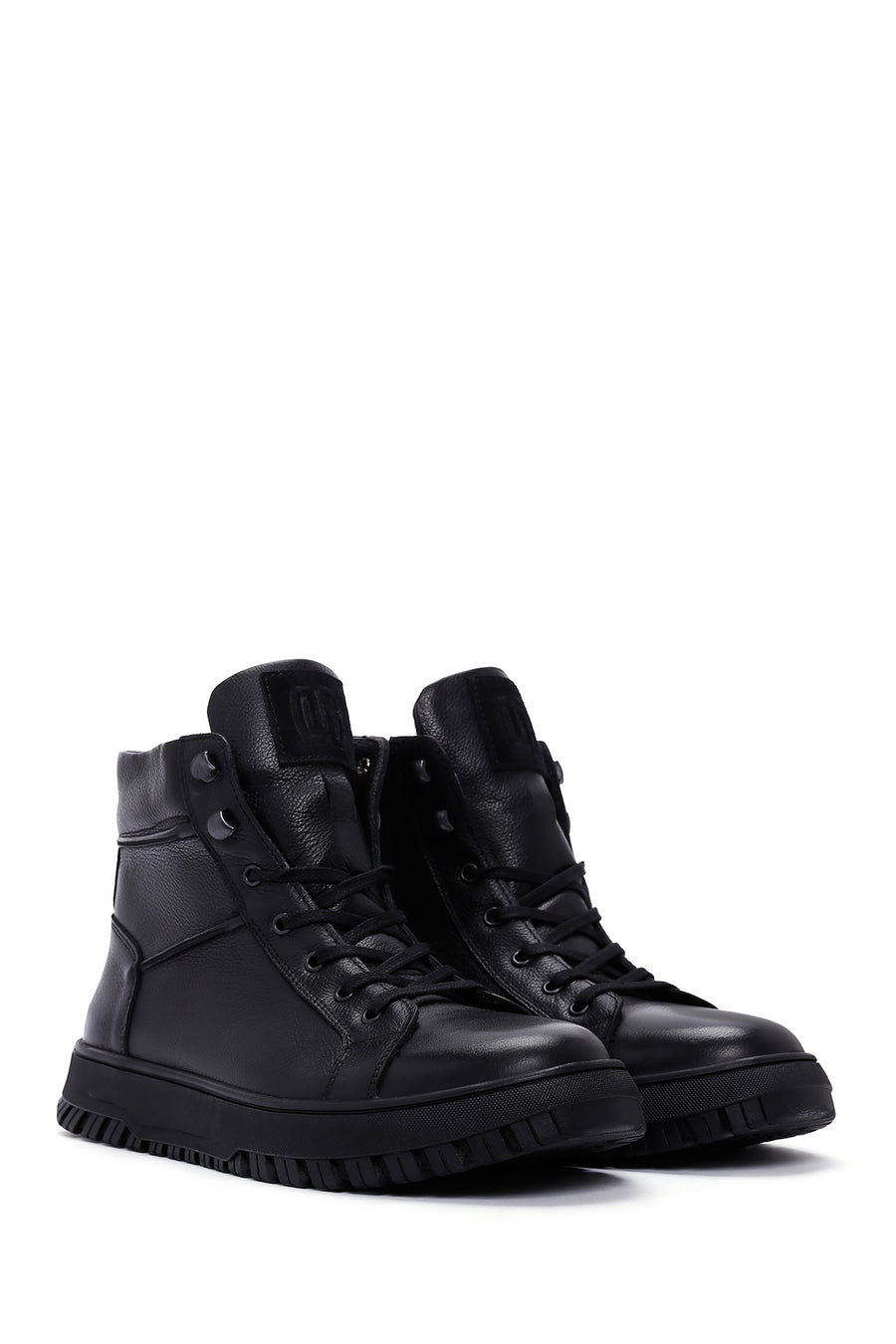 Men's Black Zippered Leather Boots