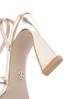 Women's Gold Ankle Strap Heeled Metallic Sandals | Derimod