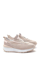 Women's Leather Suede High Sole Sneaker | Derimod
