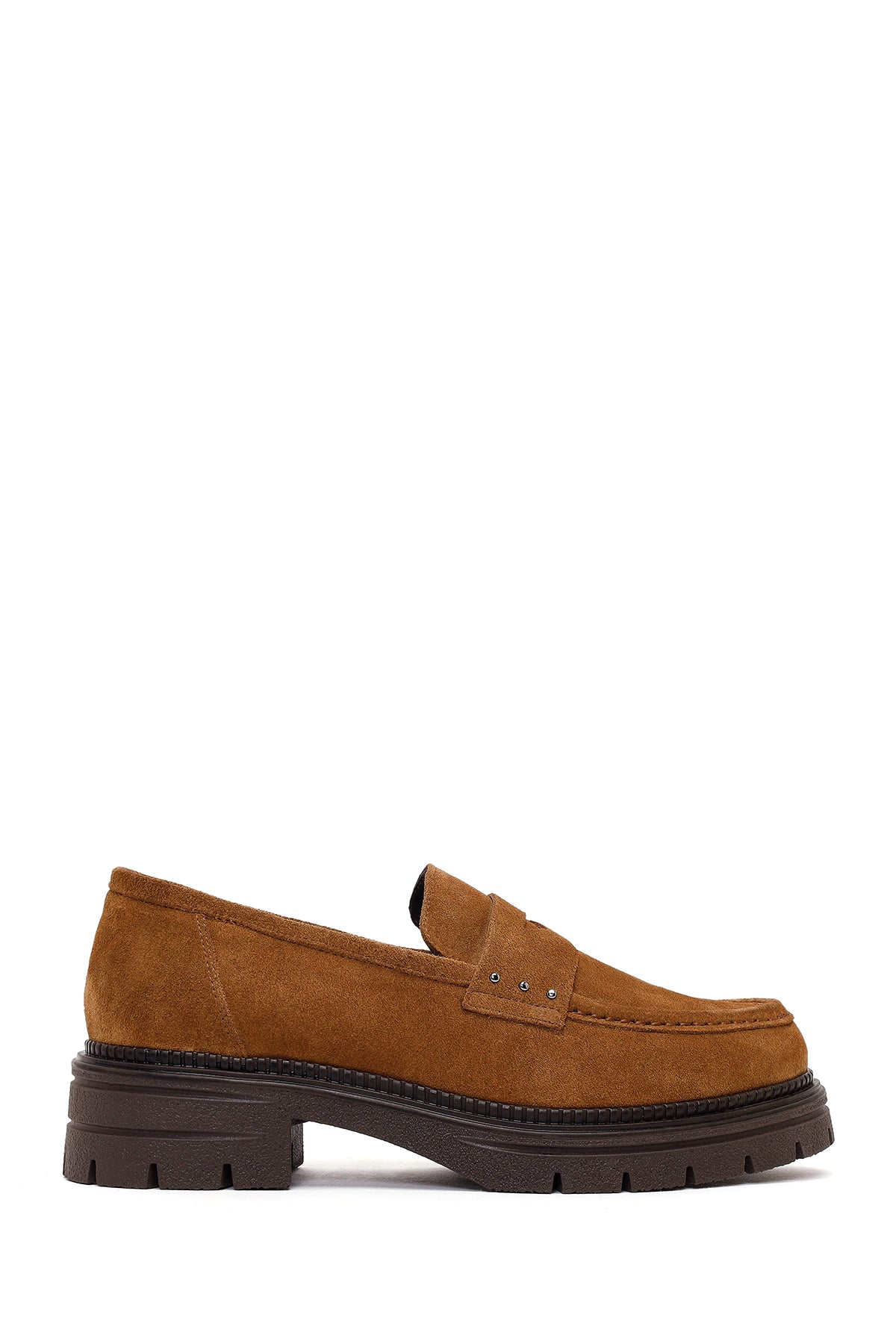 Woman Tan Thick-Soled Suede Masculine Loafer AF190053DS | Derimod