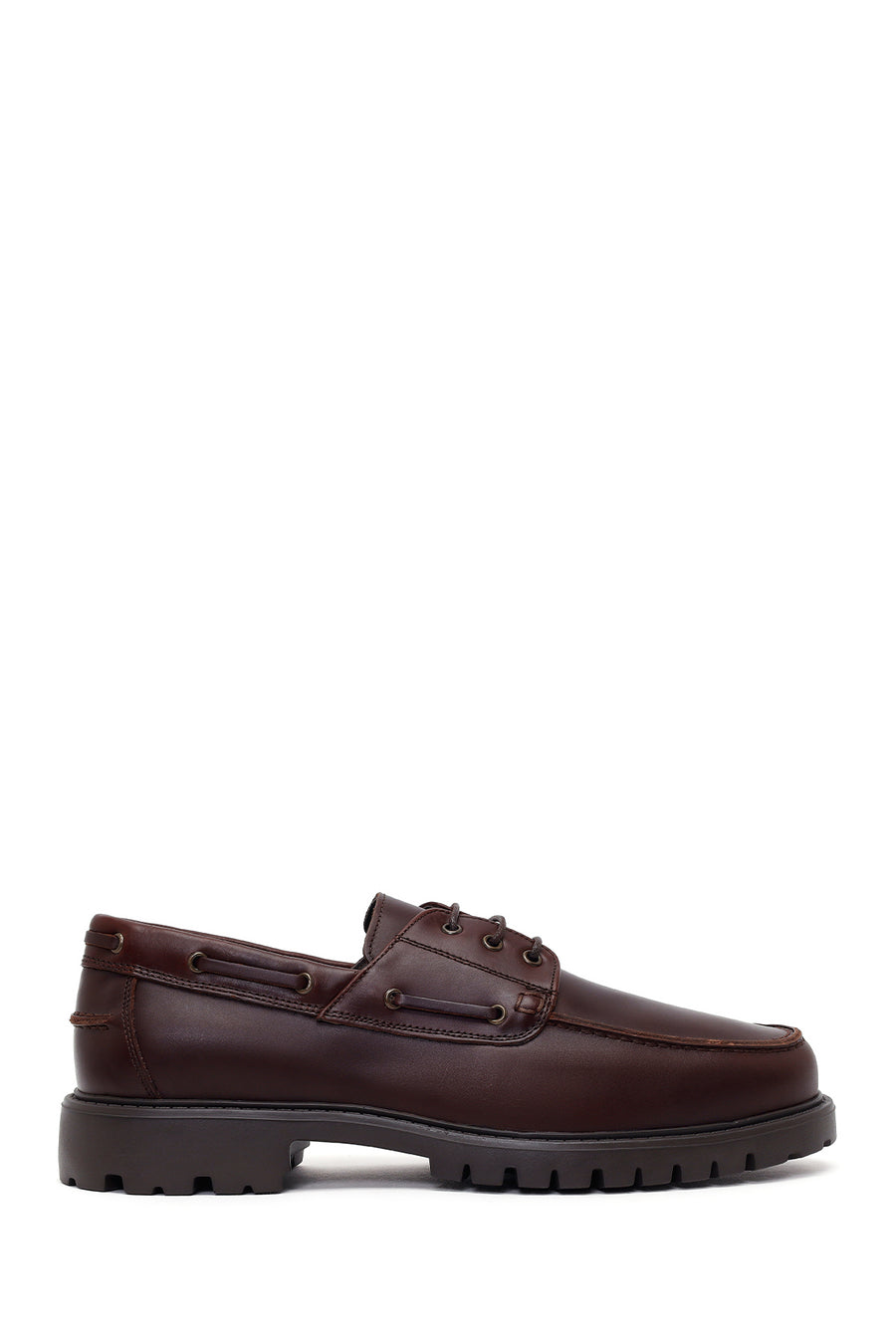 Male Brown Lace-Up Thick-Soled Leather Casual Shoes WM740019DV | Derimod