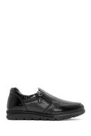 Women's Black Zipper Detailed Leather Comfort Shoes | Derimod
