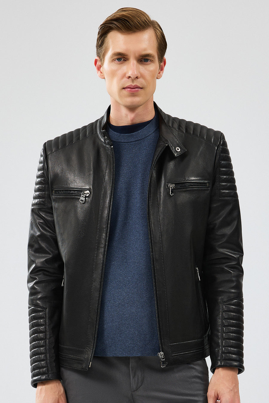 Lyon Men's Black Hooded Leather Jacket