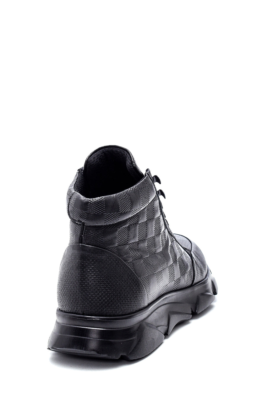 Erkek Deri Kare Desenli Bot