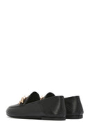 Women's Black Leather Masculine Loafer | Derimod