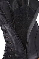 Women's Black Zippered Lace-Up Leather Combat Boots | Derimod