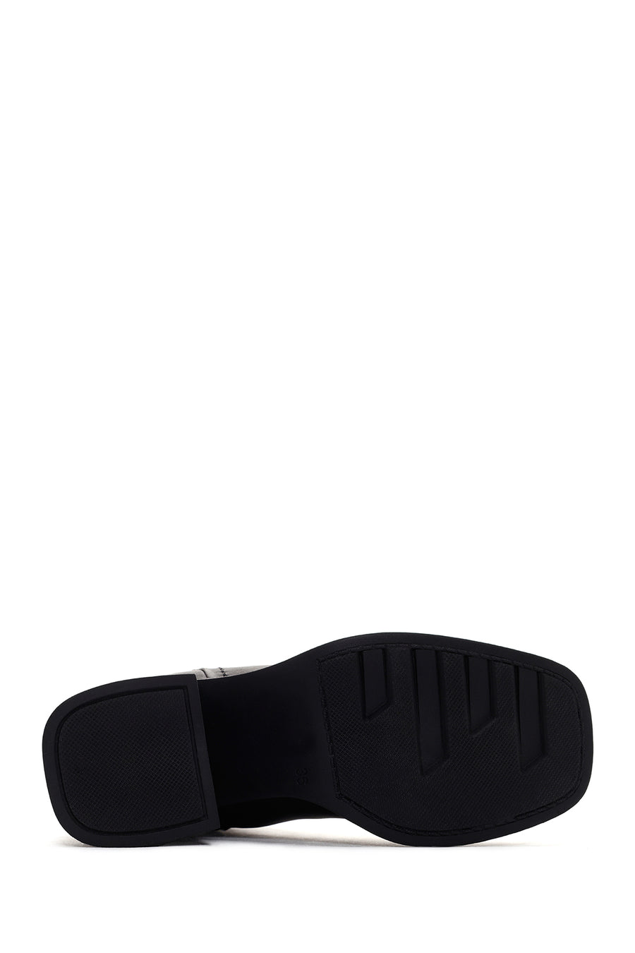 Women's Black Thick Heeled Zippered Leather Boots